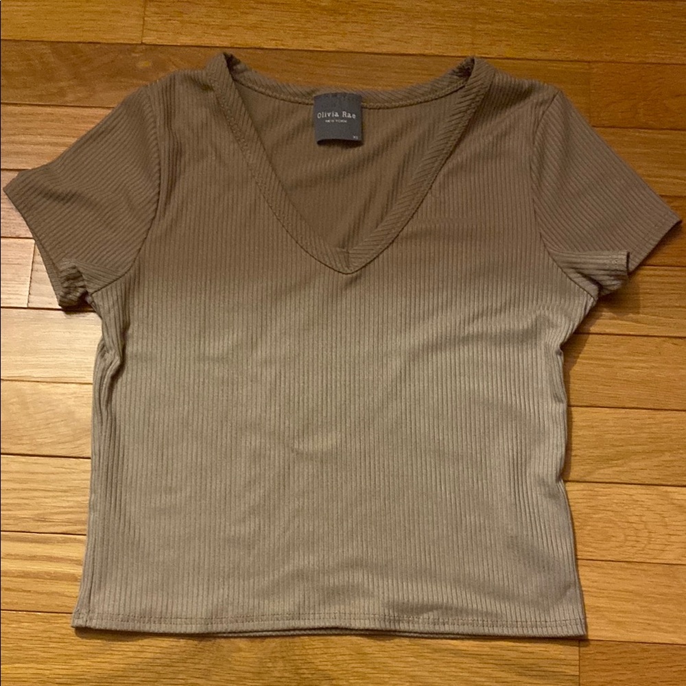 Olivia Rae Women's Tan V-Neck Top